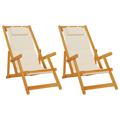 Sedia da spiaggia 2 pcs Marrone x Legno massello di acacia