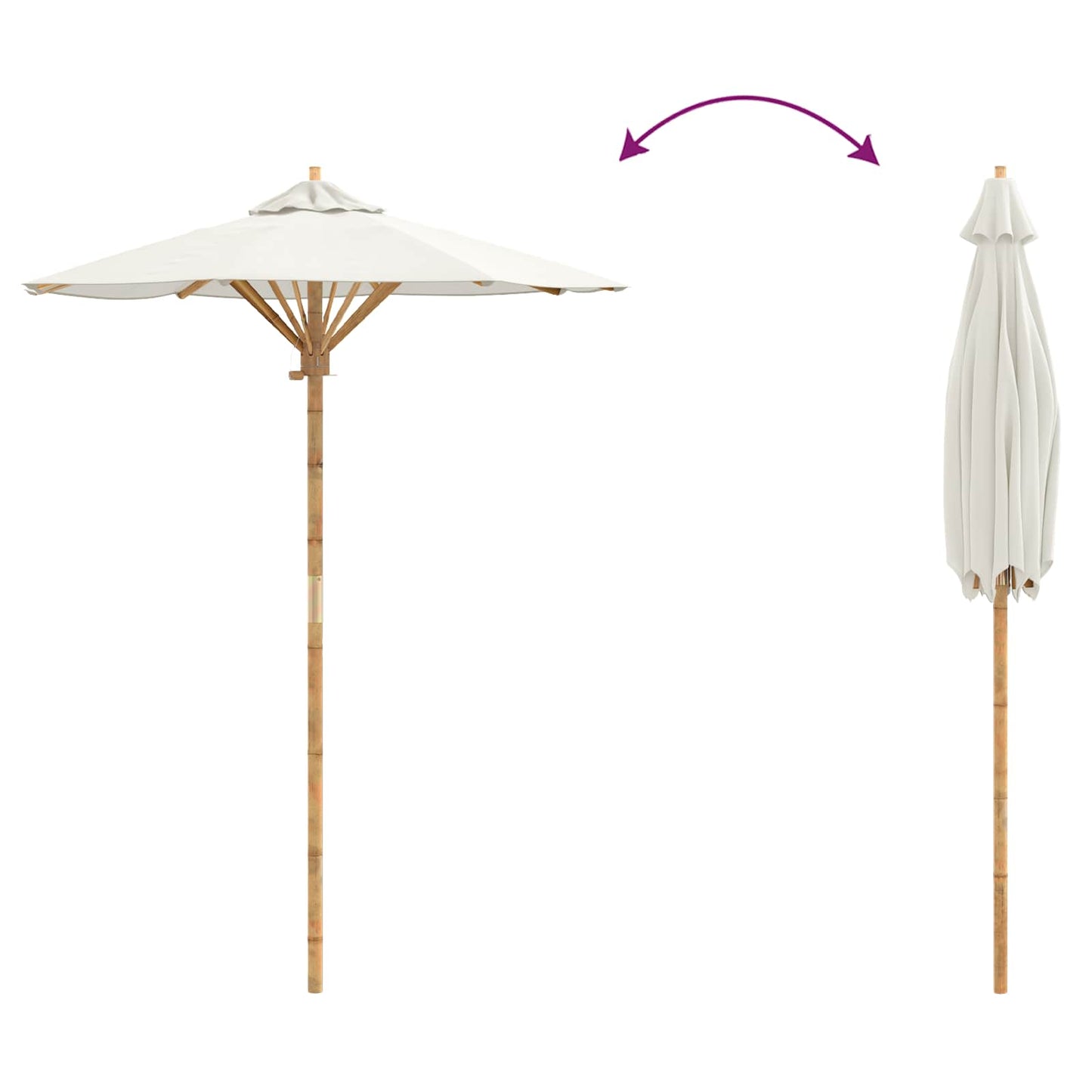Ombrello da giardino Bianco Crema Ø 150 x 210 cm Bambù | homemem39