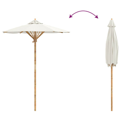 Ombrello da giardino Bianco Crema Ø 150 x 210 cm Bambù | homemem39