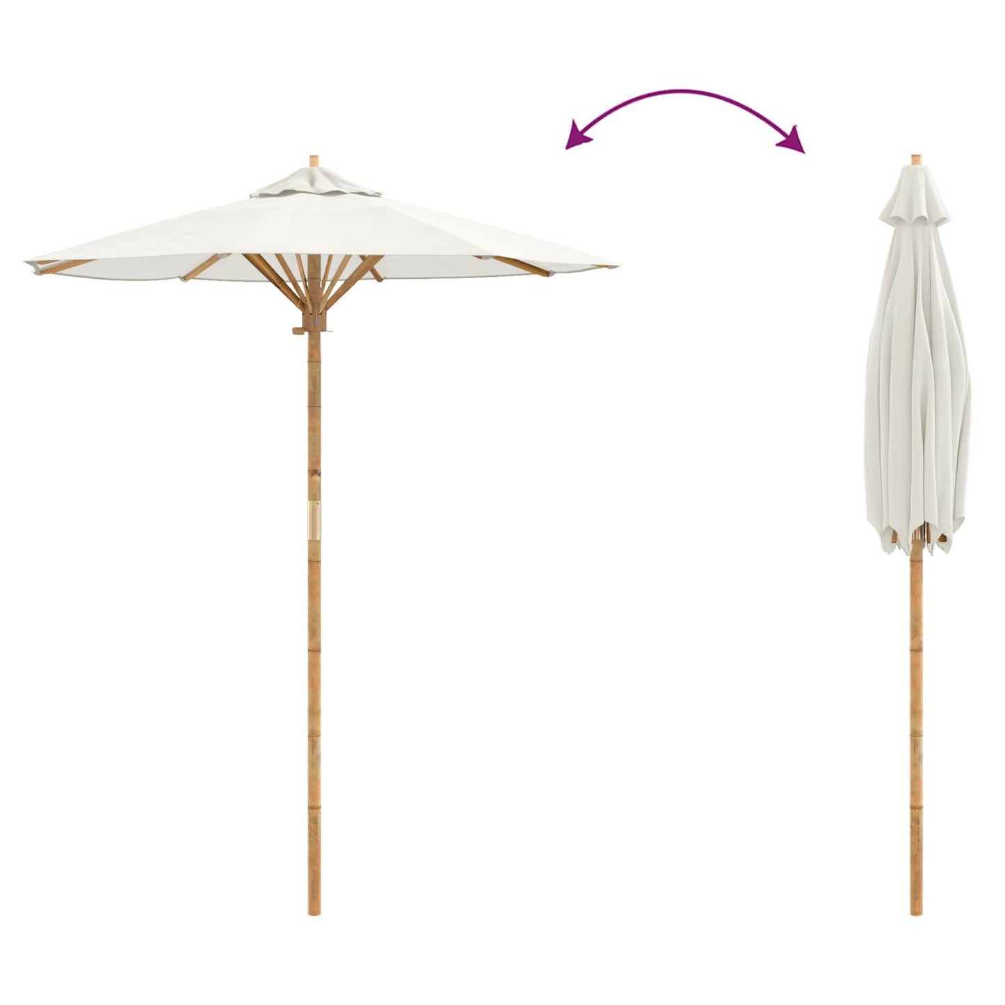 Ombrello da giardino Bianco Crema Ø 180 x 230 cm Bambù | homemem39