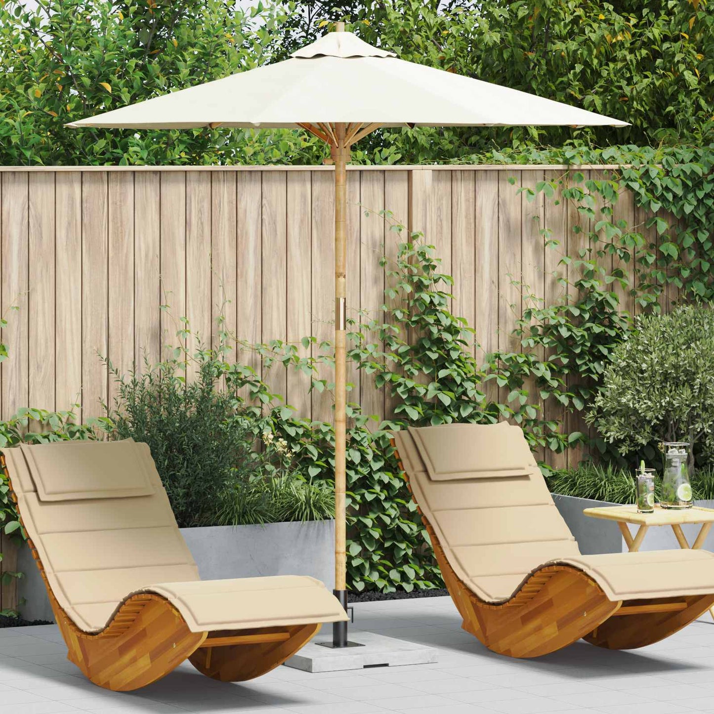 Ombrello da giardino Bianco Crema Ø 217 x 230 cm Bambù