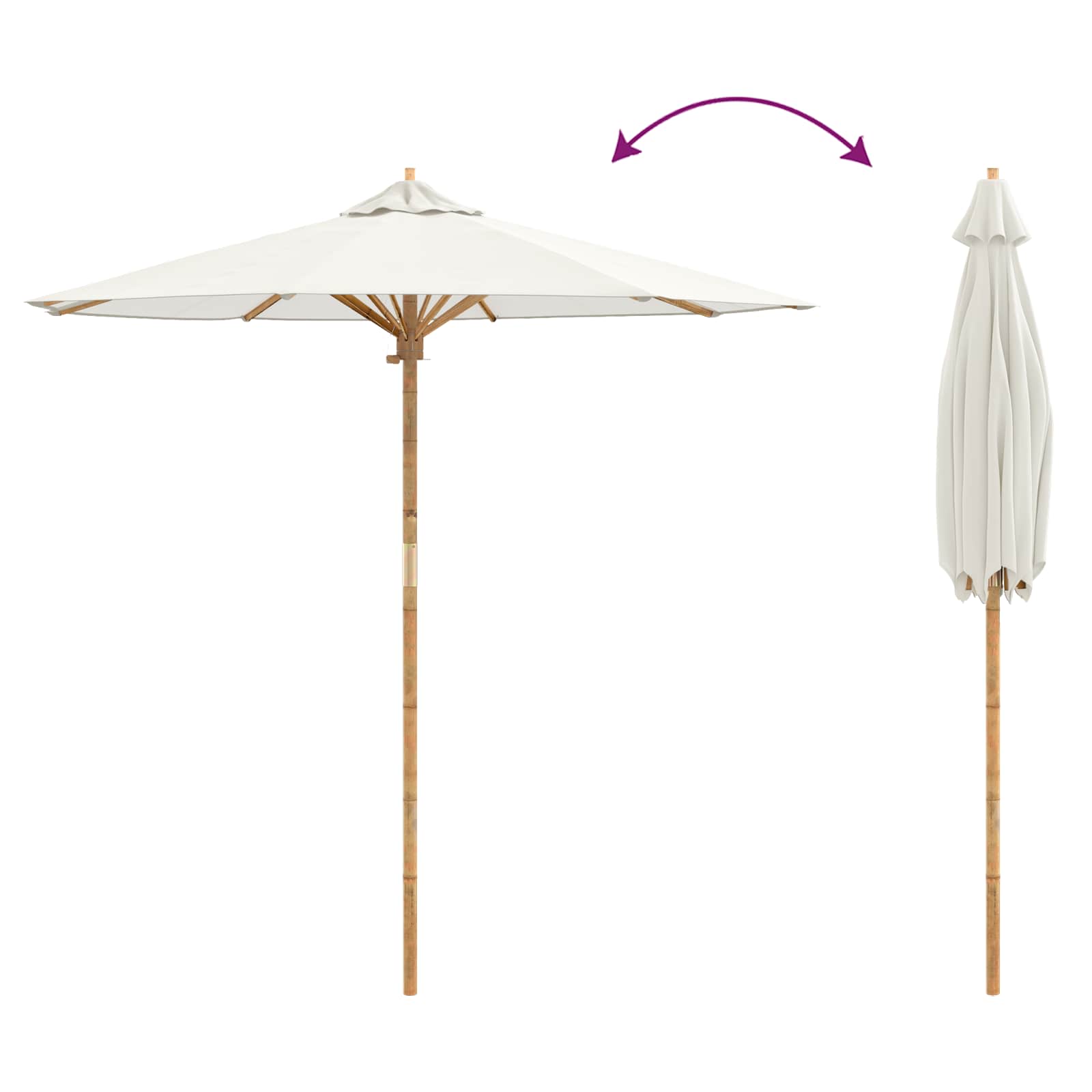 Ombrello da giardino Bianco Crema Ø 217 x 230 cm Bambù | homemem39