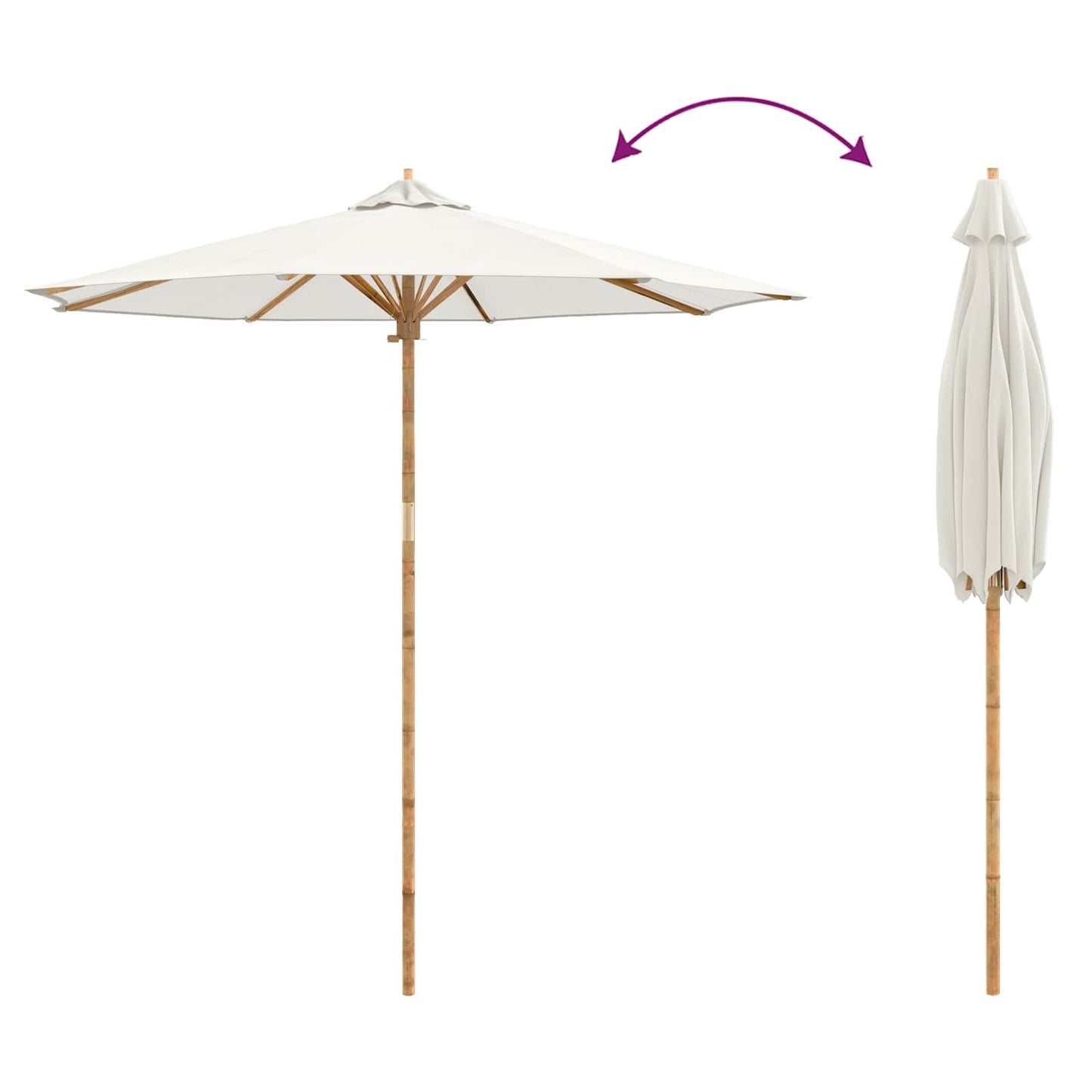 Ombrello da giardino Bianco Crema Ø 240 x 260 cm Bambù