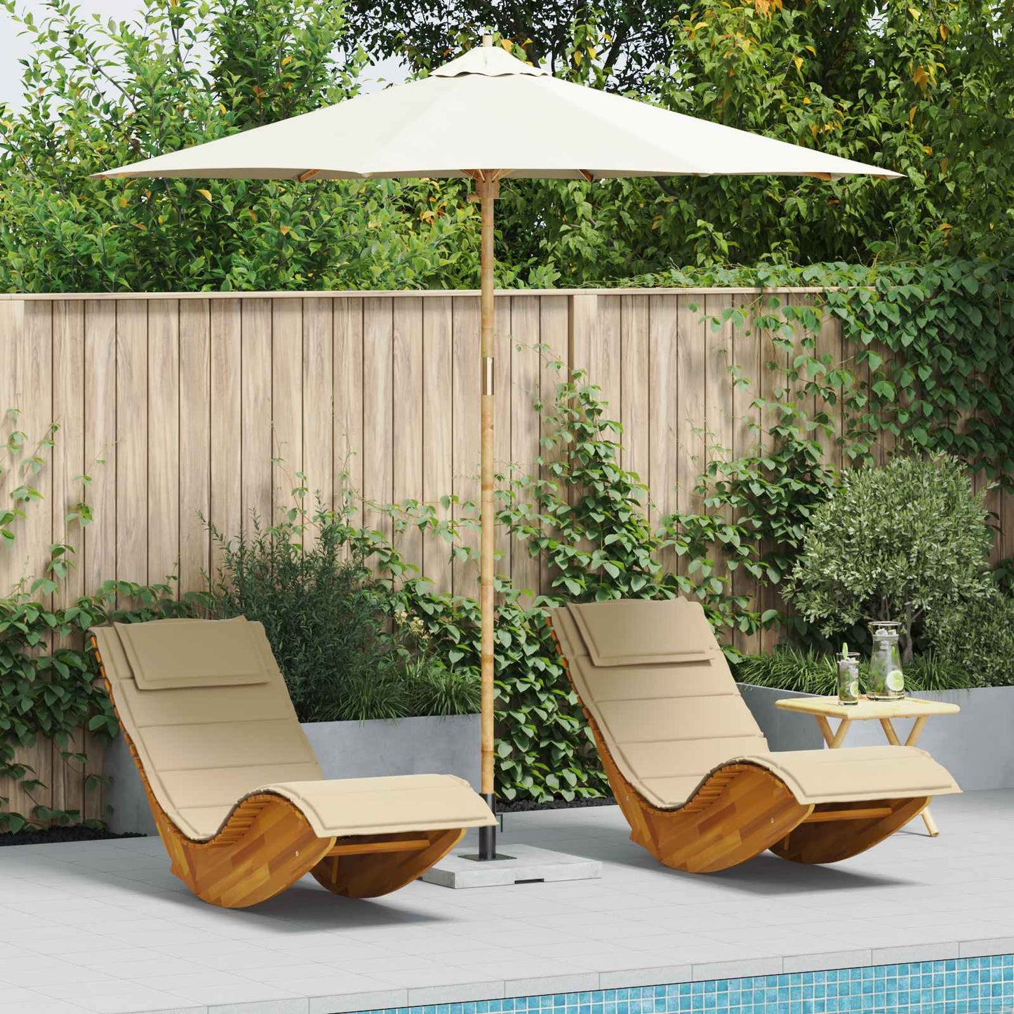 Ombrello da giardino Bianco Crema Ø 270 x 260 cm Bambù