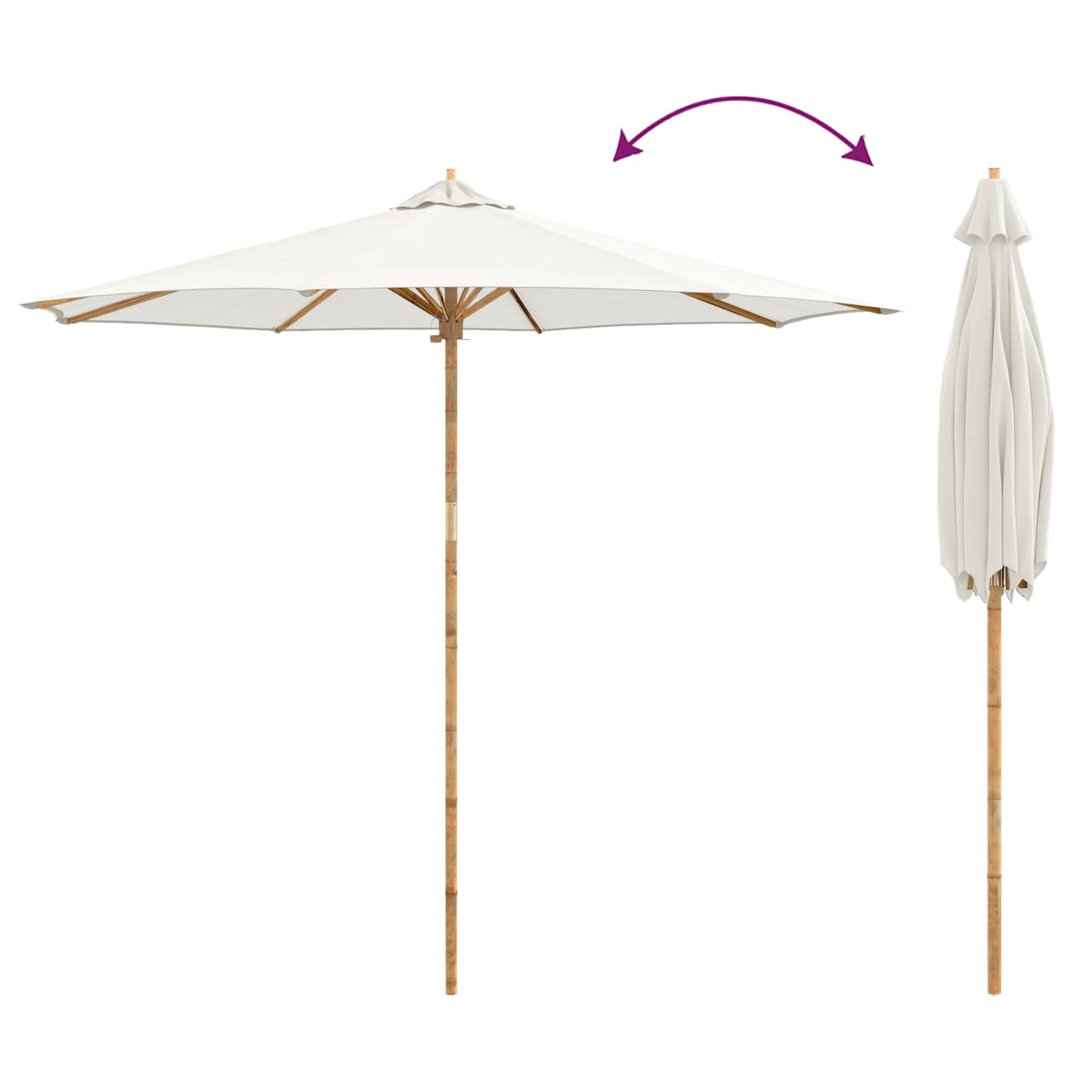 Ombrello da giardino Bianco Crema Ø 270 x 260 cm Bambù | homemem39