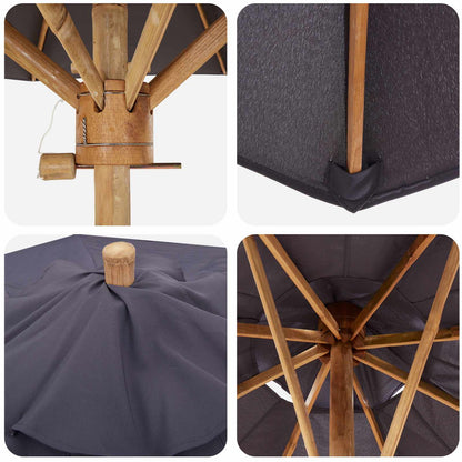 Ombrello da giardino Grigio scuro Ø 150 x 210 cm Bambù | homemem39