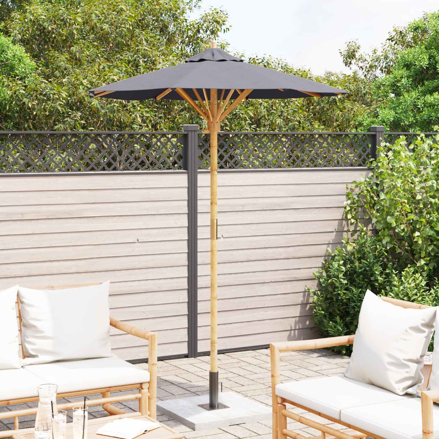 Ombrello da giardino Grigio scuro Ø 150 x 210 cm Bambù | homemem39