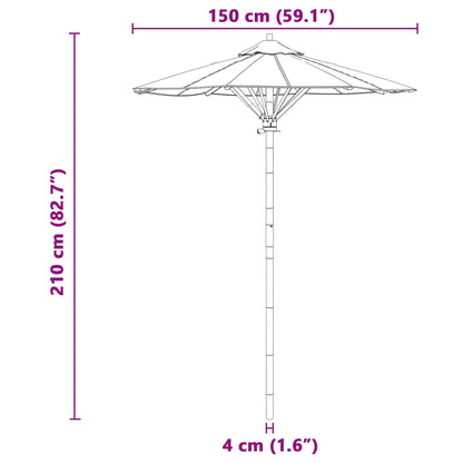 Ombrello da giardino Grigio scuro Ø 150 x 210 cm Bambù | homemem39