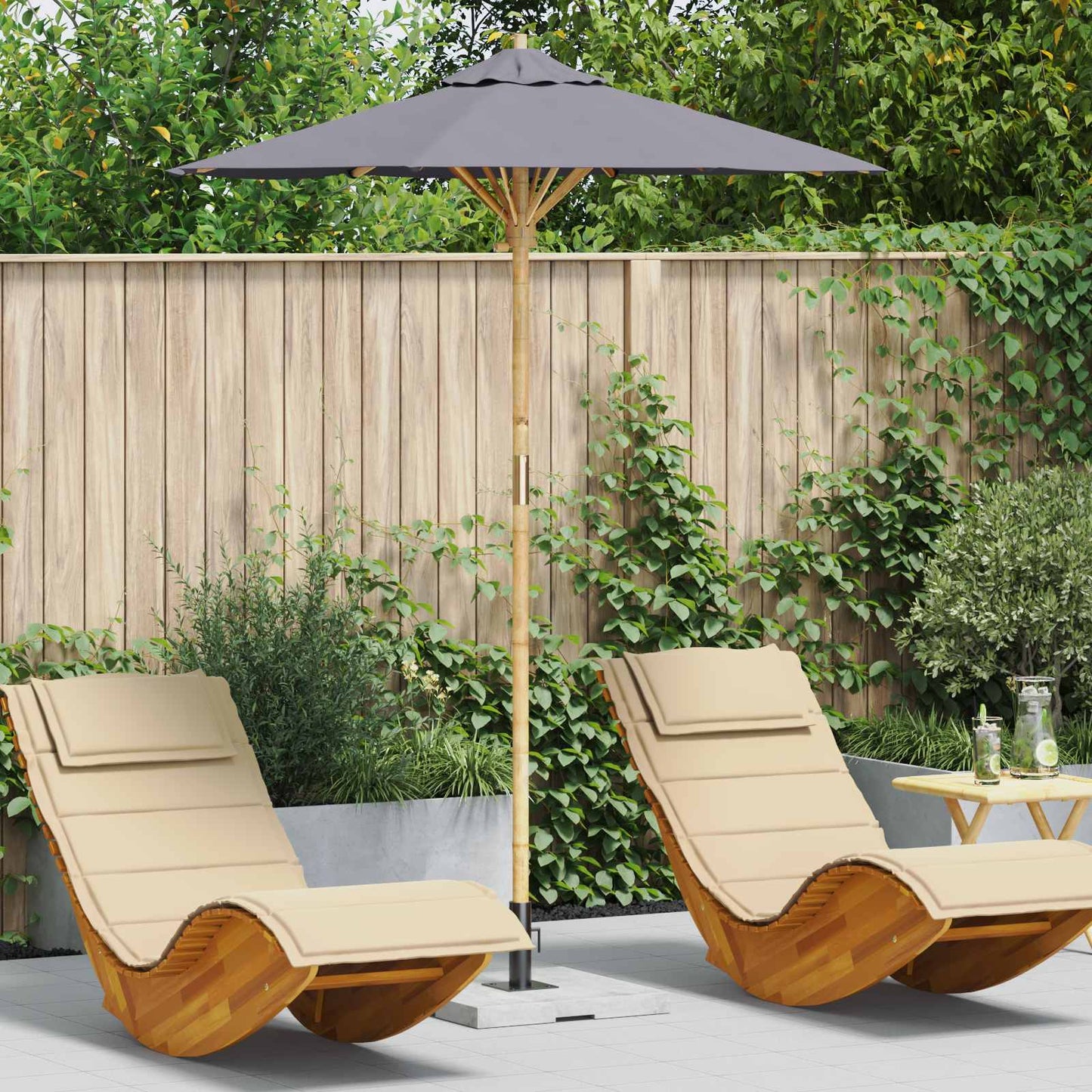 Ombrello da giardino Grigio scuro Ø 180 x 230 cm Bambù | homemem39