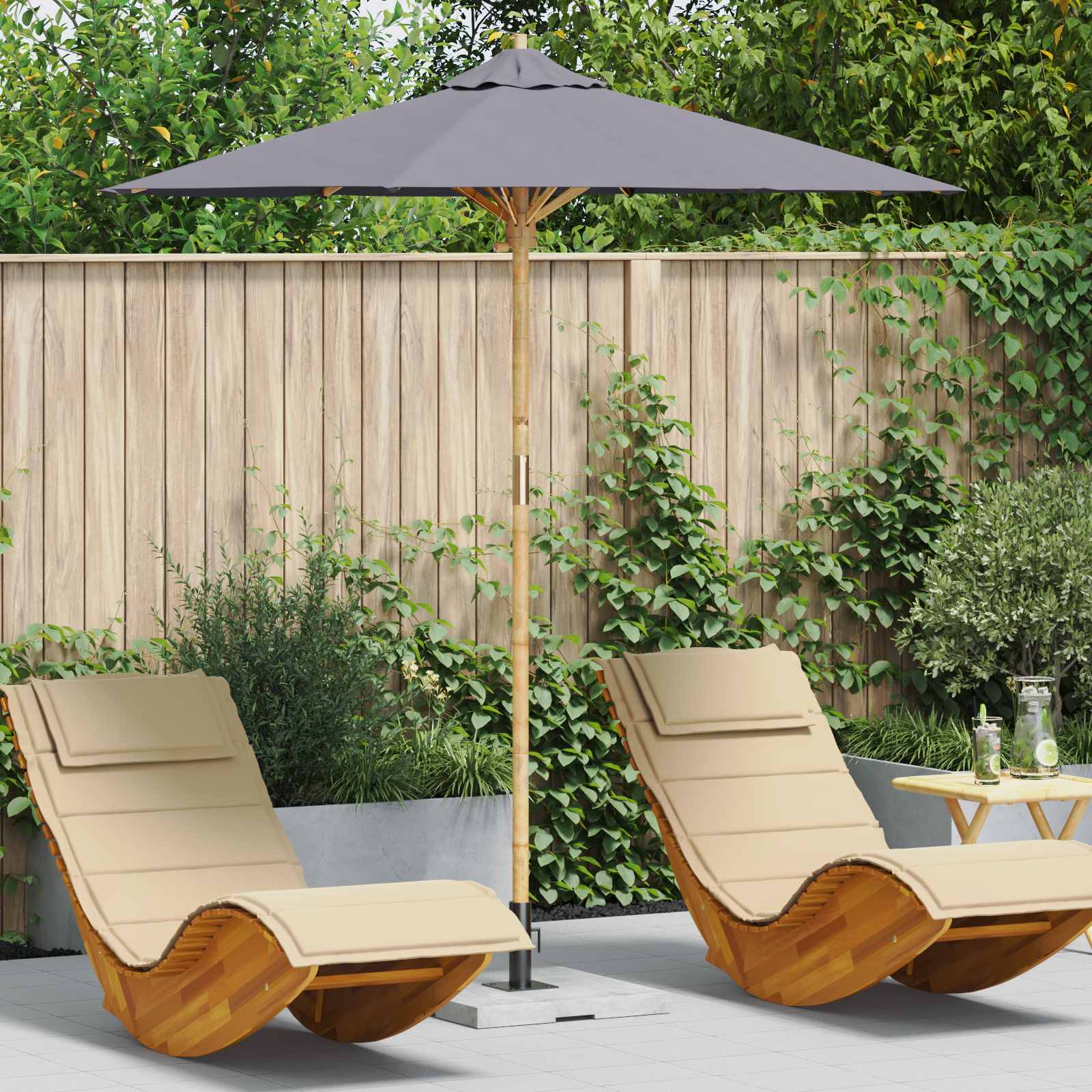 Ombrello da giardino Grigio scuro Ø 217 x 230 cm Bambù | homemem39