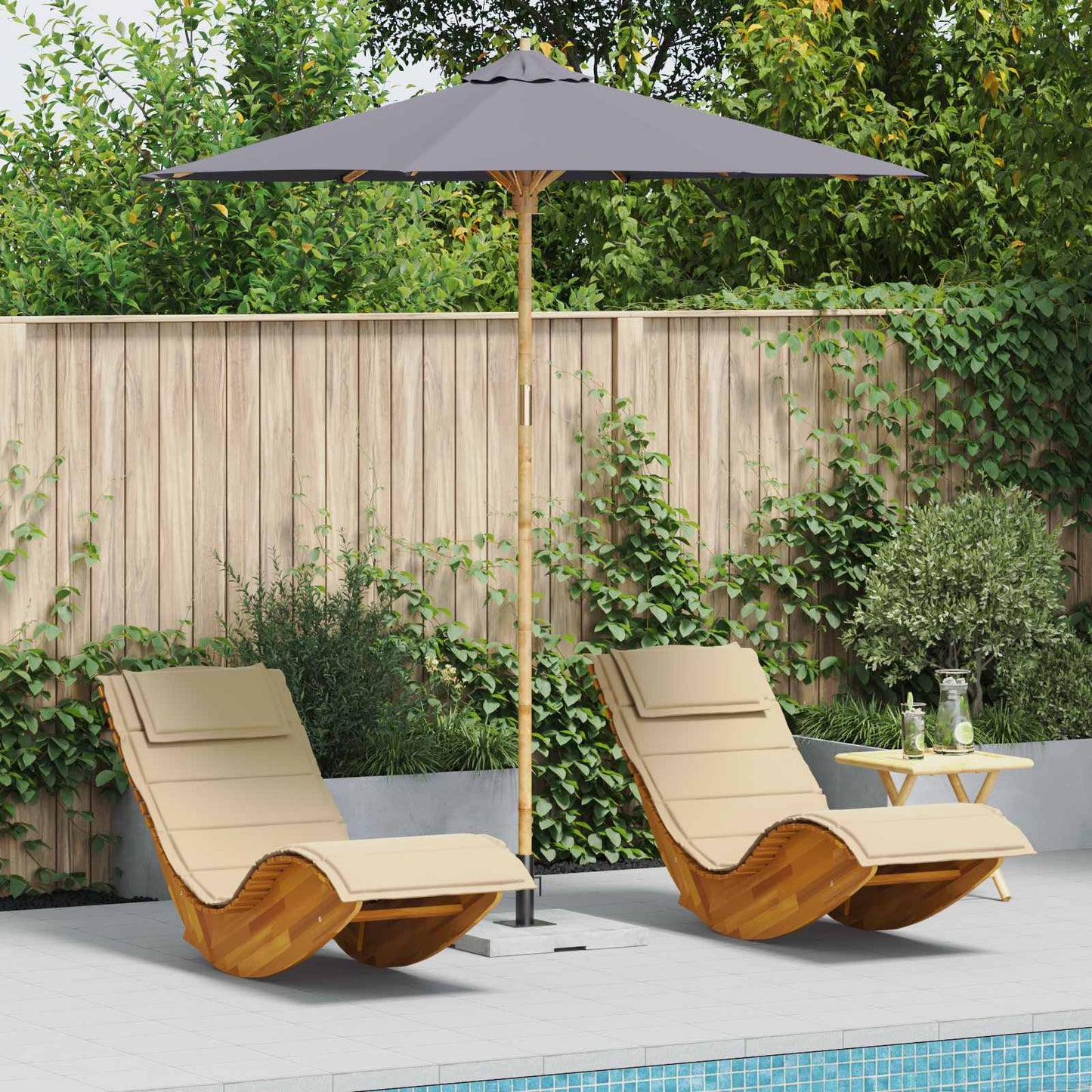 Ombrello da giardino Grigio scuro Ø 240 x 260 cm Bambù | homemem39