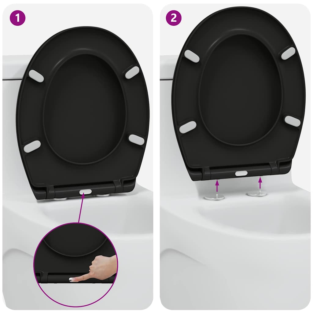 Sedile del WC Nero 47 x 37 x 4 cm Duroplast