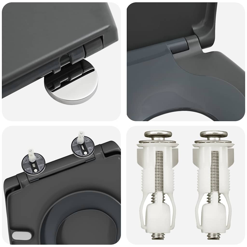 Sedile del WC Antracite 44,5 x 37,3 x 4,3 cm Duroplast