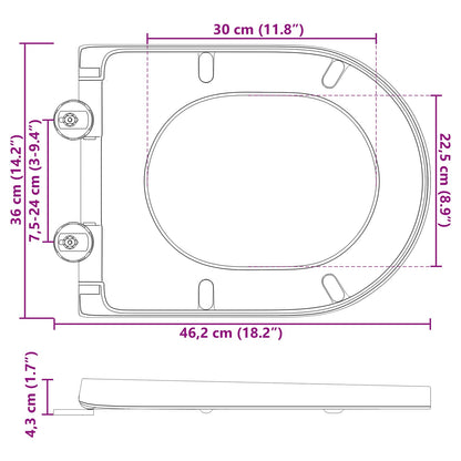Sedile del WC Antracite 46,2 x 36 x 4,3 cm Duroplast