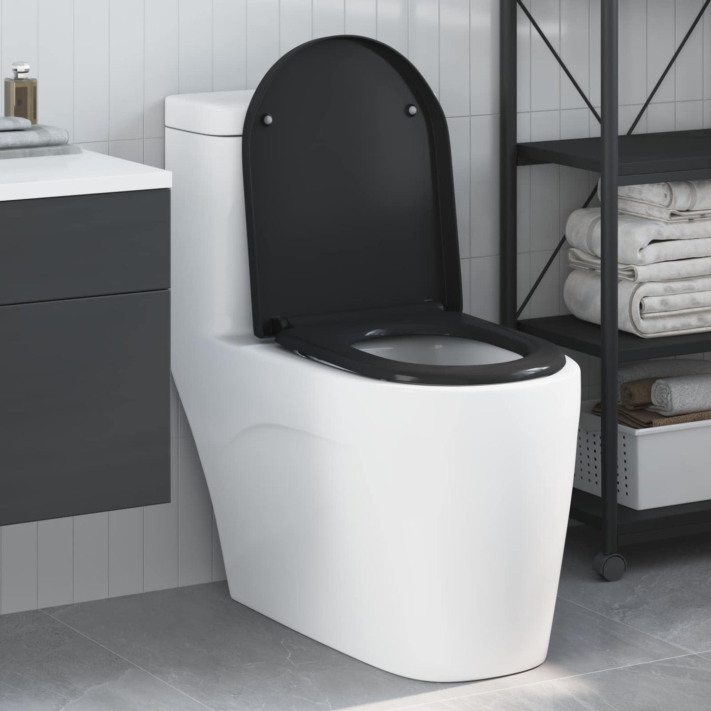 Sedile del WC Nero 49 x 36 x 4 cm Duroplast