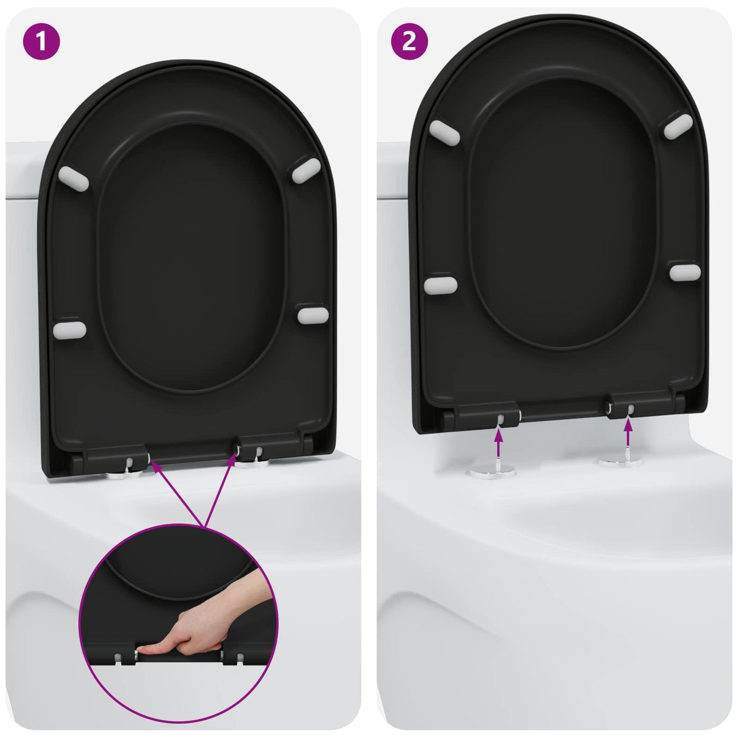 Sedile del WC Nero 49 x 36 x 4 cm Duroplast