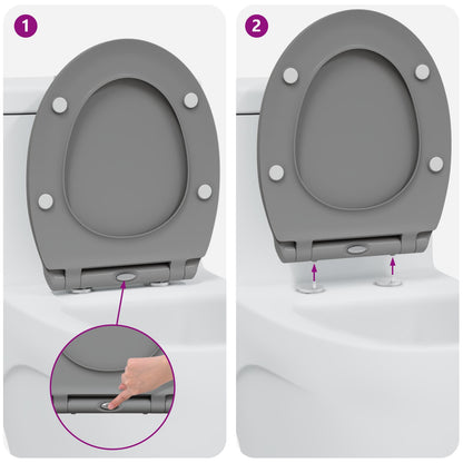 Sedile del WC Grigio 45,5 x 37,5 x 3,8 cm Duroplast