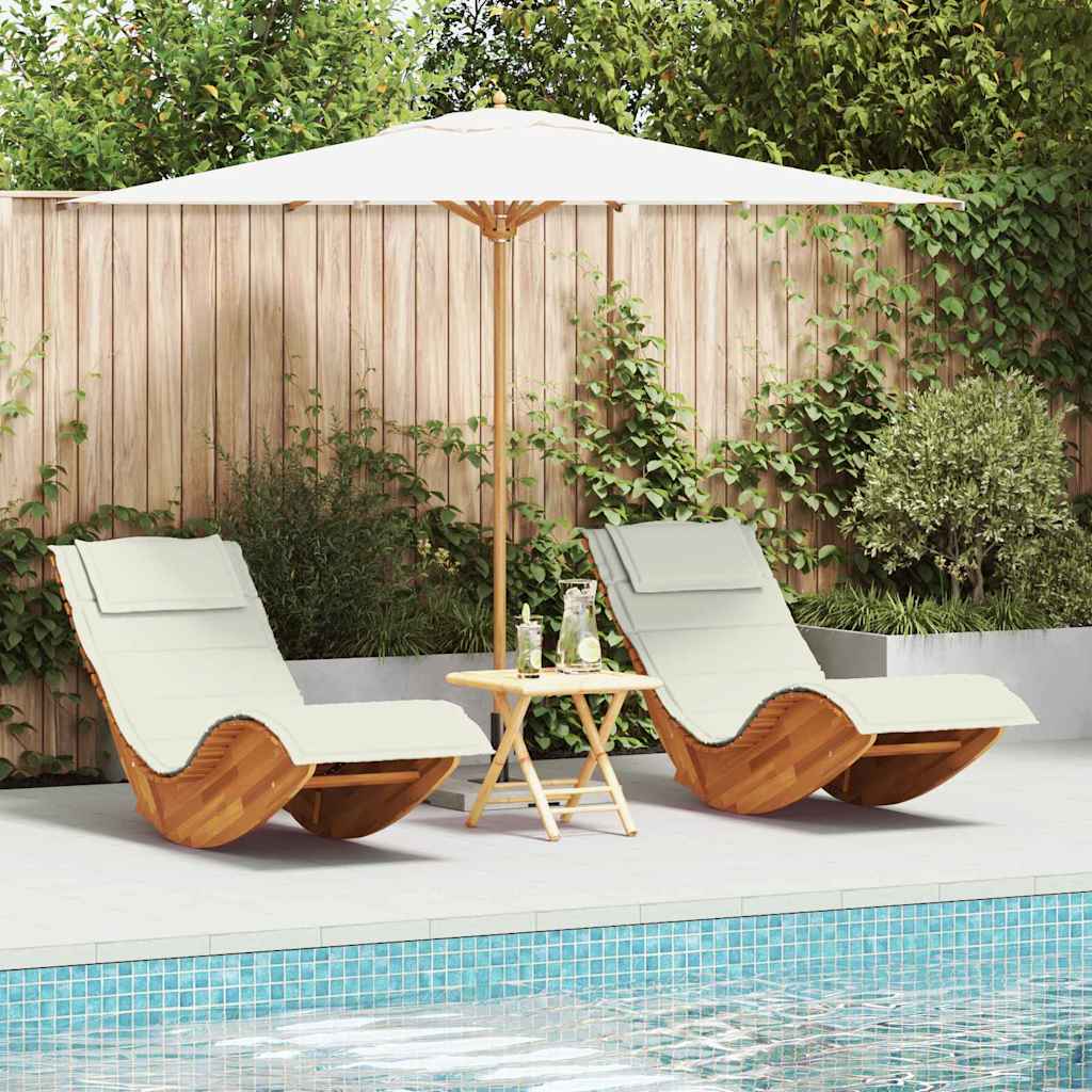 Lettino da sole 2 pcs Marrone Legno di Acacia Massello