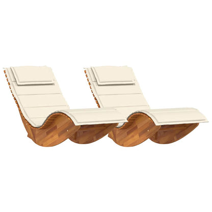 Lettino da sole 2 pcs Marrone Legno di Acacia Massello