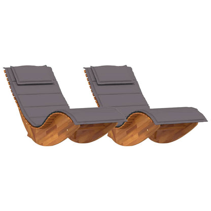 Lettino da sole 2 pcs Marrone Legno di Acacia Massello