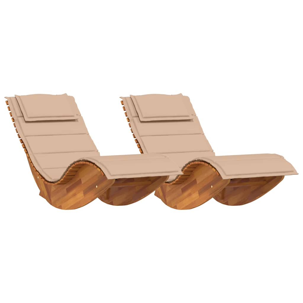 Lettino da sole 2 pcs Marrone Legno di Acacia Massello