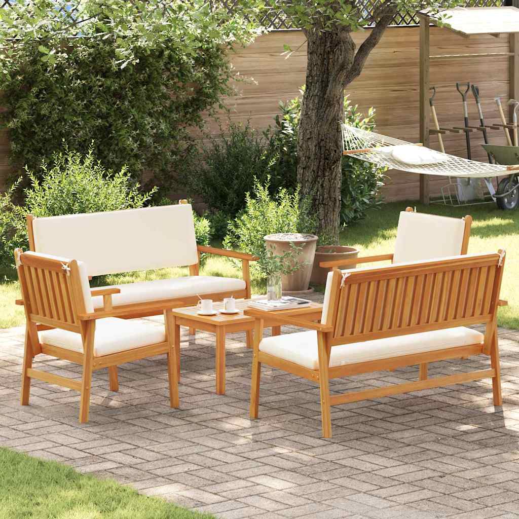 Set Divano da Giardino 5 pcs Marrone Legno di Acacia Massello | homemem39