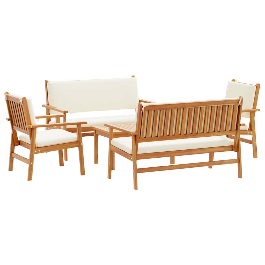 Set Divano da Giardino 5 pcs Marrone Legno di Acacia Massello | homemem39