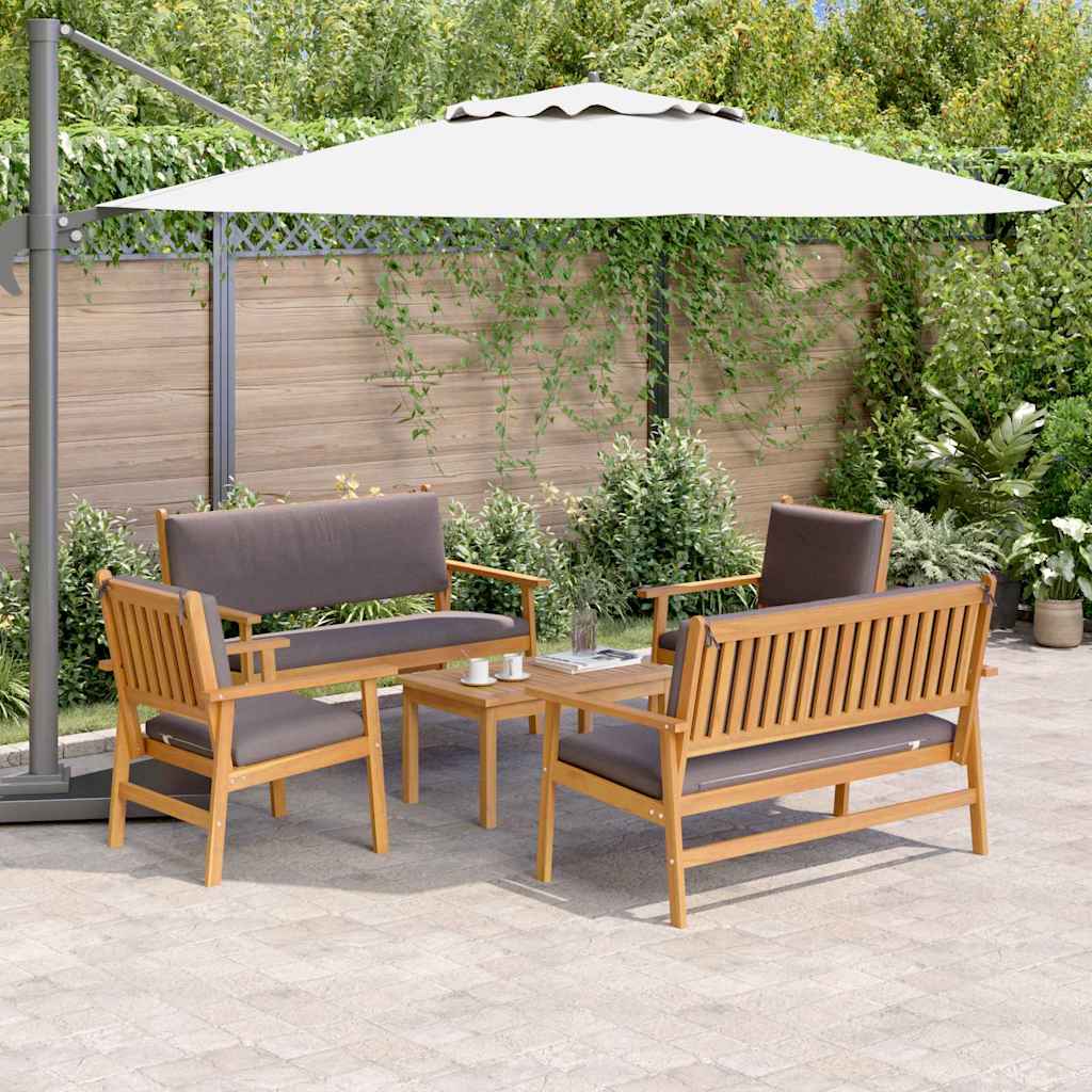 Set Divano da Giardino 5 pcs Marrone Legno di Acacia Massello | homemem39
