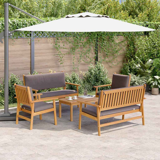 Set Divano da Giardino 5 pcs Marrone Legno di Acacia Massello
