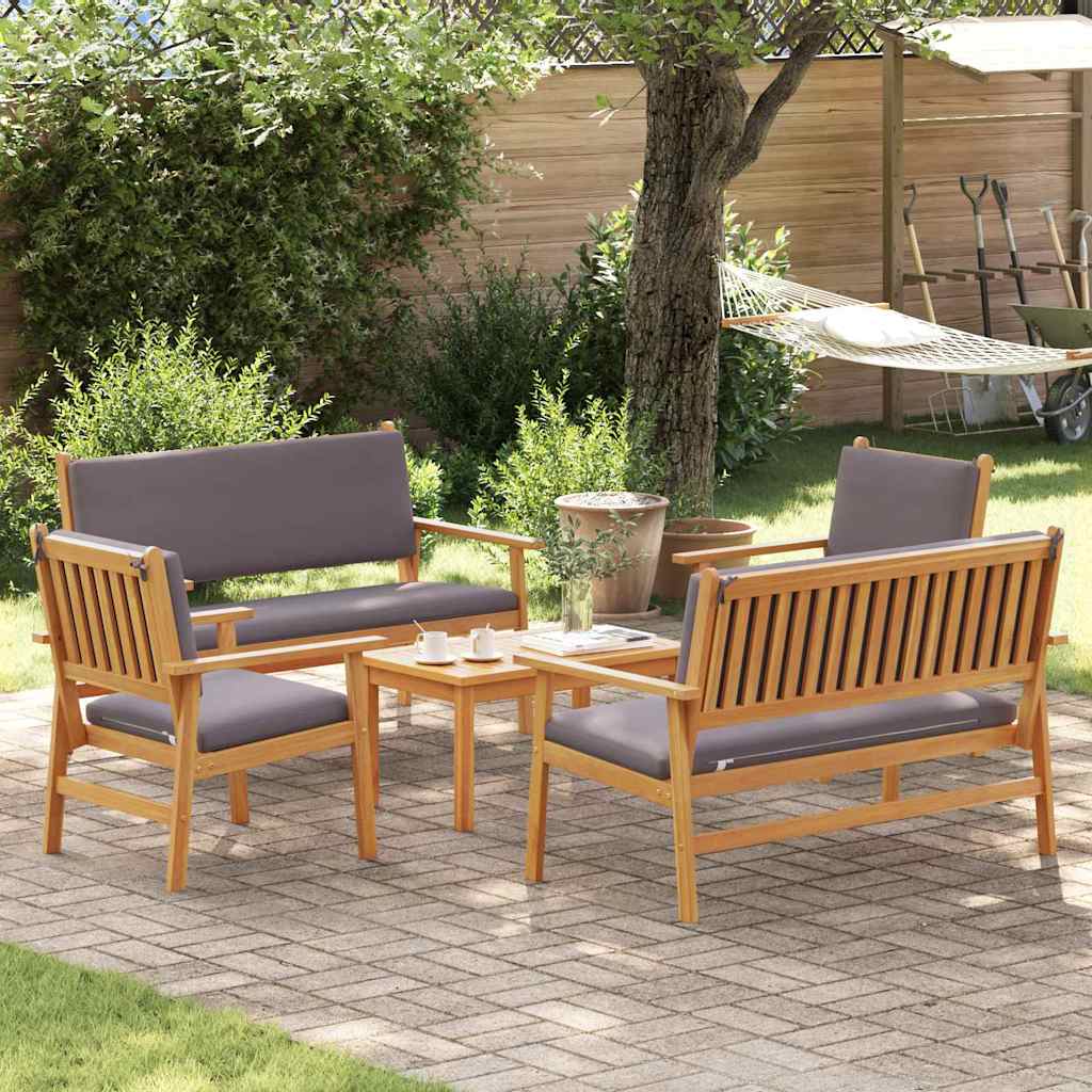 Set Divano da Giardino 5 pcs Marrone Legno di Acacia Massello | homemem39