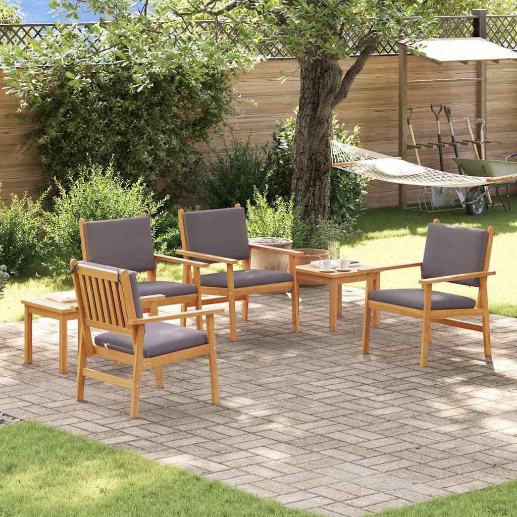 Set Divano da Giardino 6 pcs Marrone Legno di Acacia Massello | homemem39