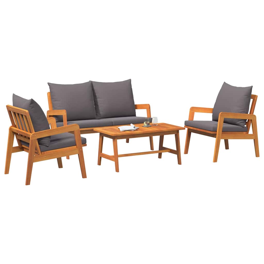 Set bistrot con cuscino 4 pcs Marrone Legno di Acacia Massello | homemem39