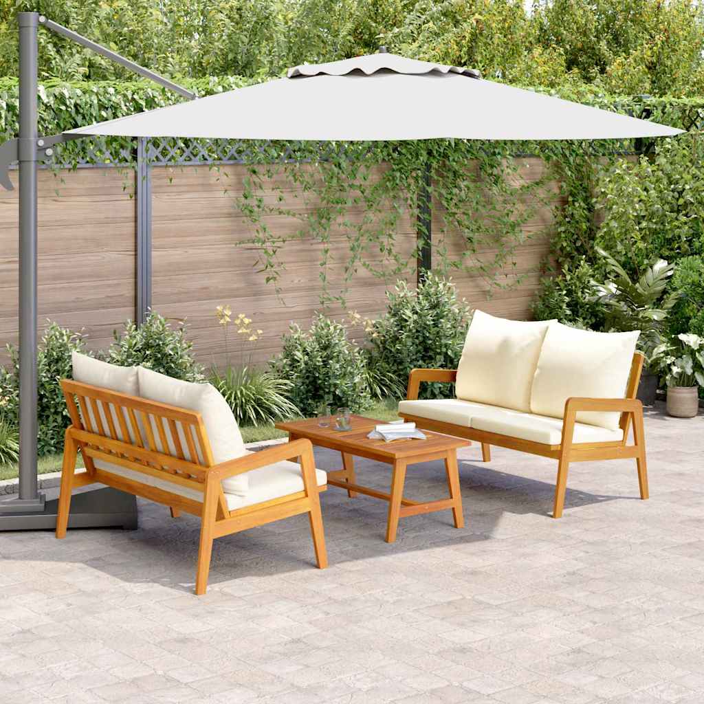 Set bistrot con cuscino 3 pcs Marrone Legno di Acacia Massello