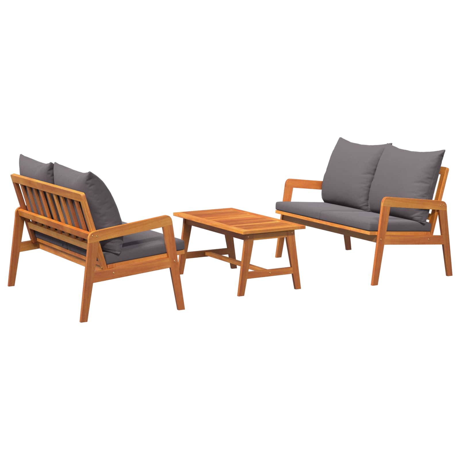Set bistrot con cuscino 3 pcs Marrone Legno di Acacia Massello | homemem39
