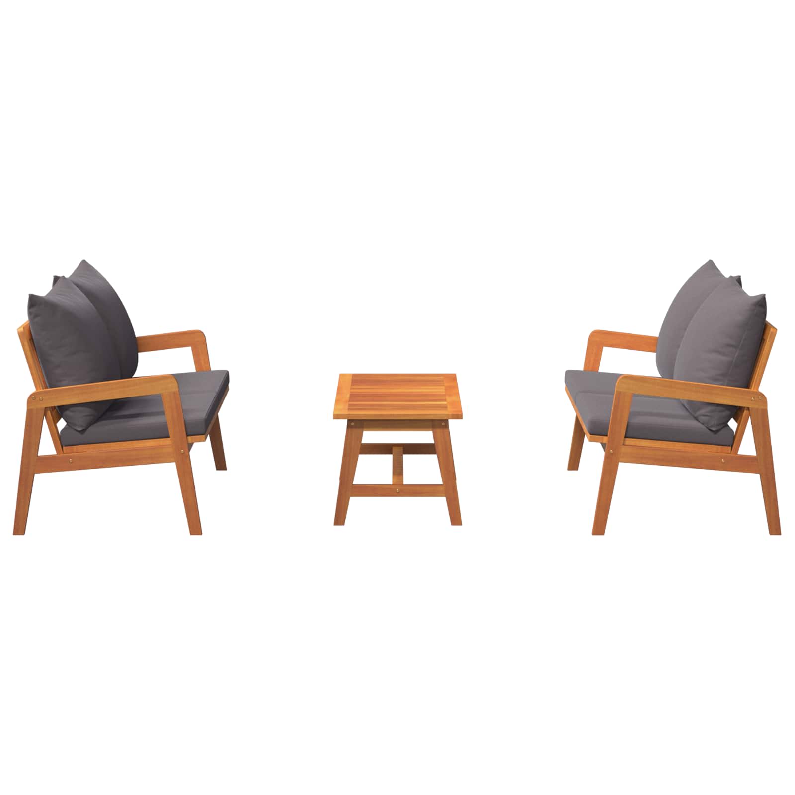 Set bistrot con cuscino 3 pcs Marrone Legno di Acacia Massello | homemem39