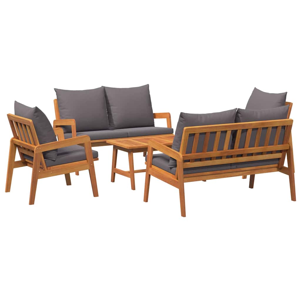 Set bistrot con cuscino 5 pcs Marrone Legno di Acacia Massello | homemem39