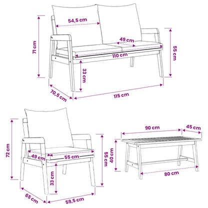 Set bistrot con cuscino 5 pcs Marrone Legno di Acacia Massello | homemem39