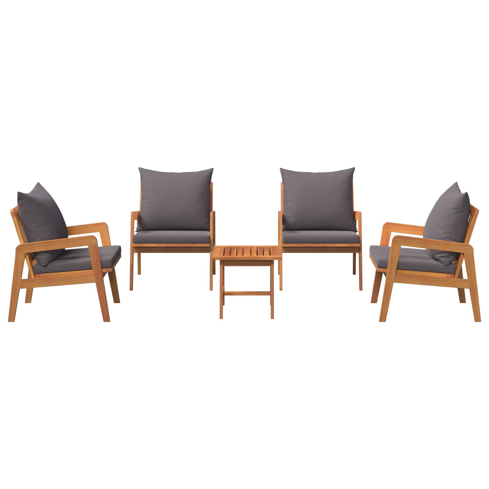 Set bistrot con cuscino 5 pcs Marrone Legno di Acacia Massello | homemem39