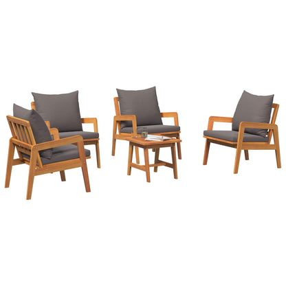 Set bistrot con cuscino 5 pcs Marrone Legno di Acacia Massello | homemem39