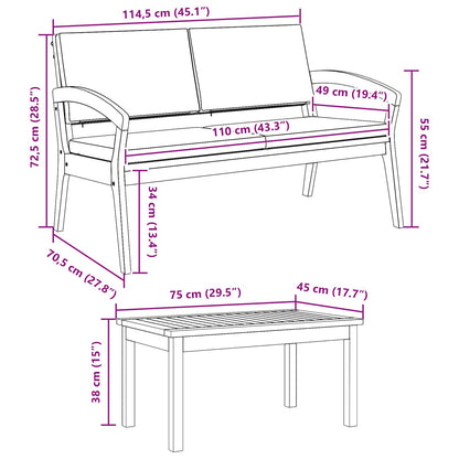 Set bistrot con cuscino 3 pcs Marrone Poliestere