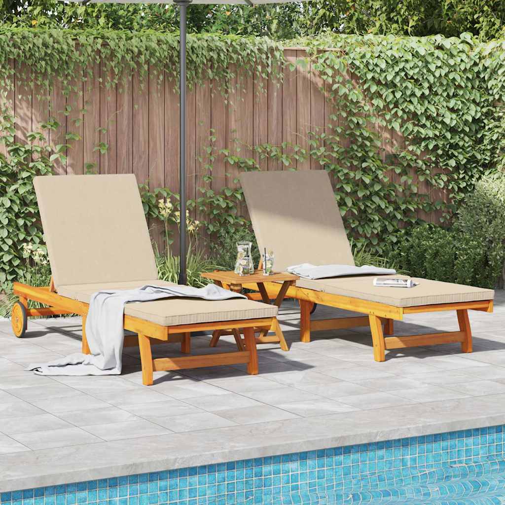 Lettino da sole 2 pcs Marrone Legno di Acacia Massello