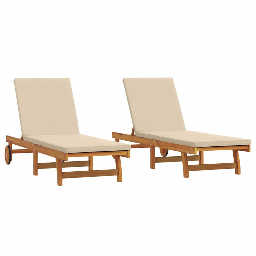 Lettino da sole 2 pcs Marrone Legno di Acacia Massello | homemem39