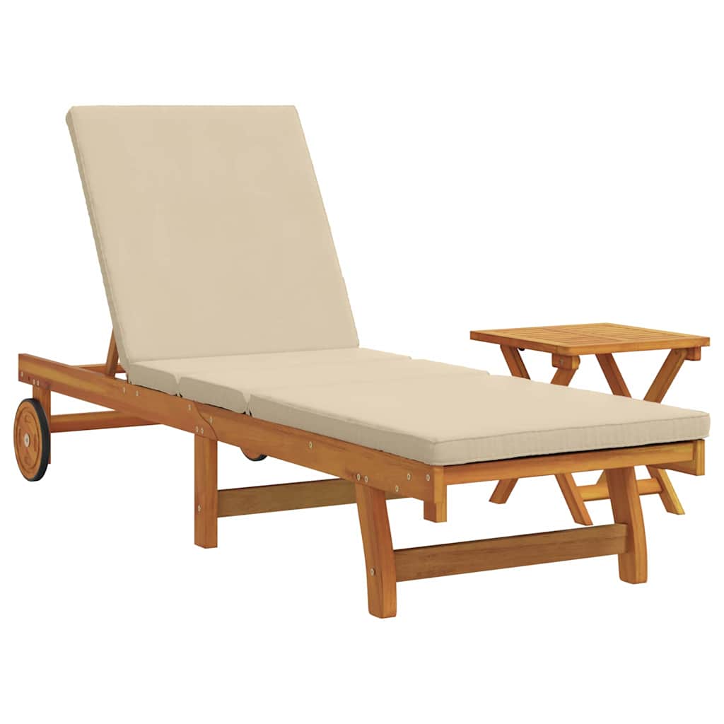 Lettino da sole 2 pcs Marrone Legno di Acacia Massello