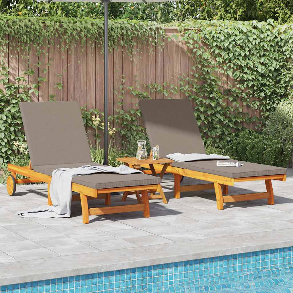 Lettino da sole 3 pcs Marrone Legno di Acacia Massello