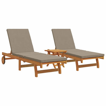 Lettino da sole 3 pcs Marrone Legno di Acacia Massello