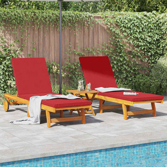 Lettino da sole 3 pcs Marrone Legno di Acacia Massello | homemem39