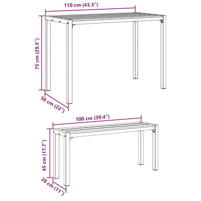 Set da Pranzo per Giardino 3 pcs Antracite Acciaio | homemem39