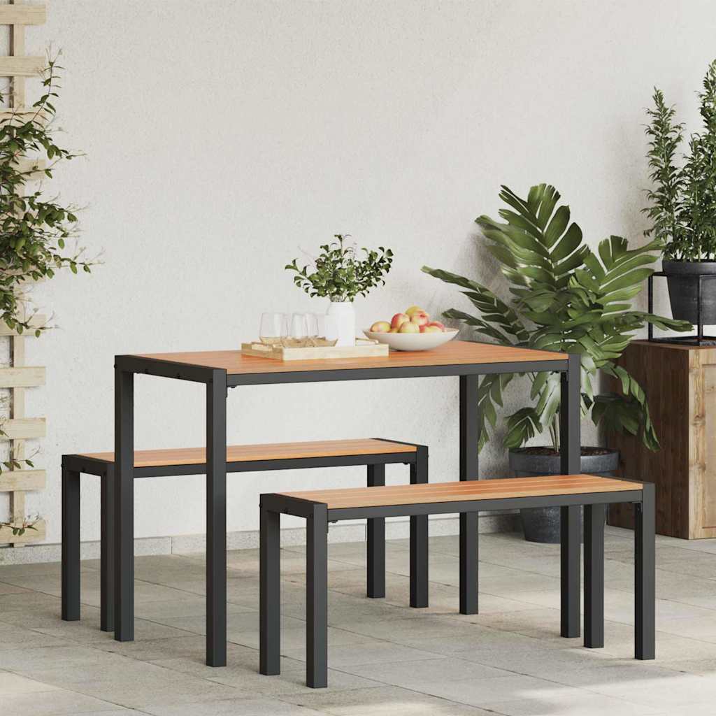 Set da Pranzo per Giardino con cuscino 3 pcs Marrone Acciaio - homemem39