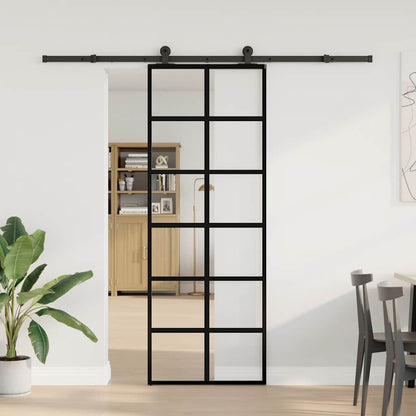 Porta Scorrevole con Ferramenta 76x205cm Vetro ESG Alluminio | homemem39