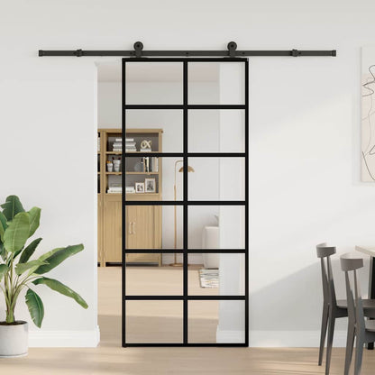 Porta Scorrevole con Ferramenta 90x205cm Vetro ESG Alluminio | homemem39